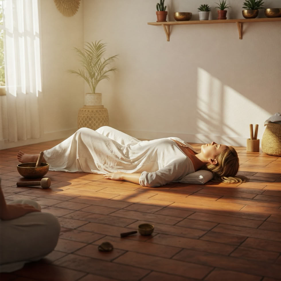 Wolfgang Pachatz bei einer Reiki-Behandlung in seiner Praxis in Marbach an der Donau